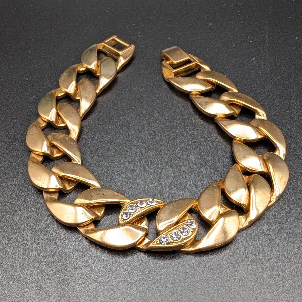 Classic Cuban Link Design Bracelet - Gold tones - Vintage